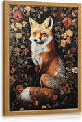 LLEEMPI William Morris Wall Art, Vintage Botanical Floral Wall Decor, Fox Flower Canvas Painting, Abstract Nature Botanical Aesthetic Picture for Living Room Bedroom Hallway Wood Framed 12x16 inch