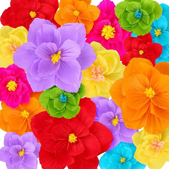 Giant Paper Flowers Artificial Large Paper Flower Decoration for Handcrafted Wall Backdrop Christmas Mexican Wedding Graduation Bridal Shower Birthday Party Supplies(Mexican Fiesta,18 Pcs)