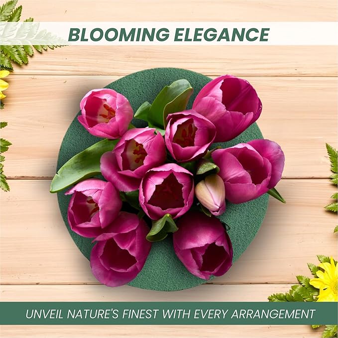 Lageza Pack of 6 Round Floral Foam Blocks (3” X1.5”) Dry & Wet Green Flower Foam Blocks for Fresh & Artificial Flower Arrangements, Party Decorations, Florist Supplies (Size: 3 Inch)