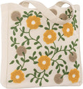 Aesthetic Embroidery Tote Bag for Lady Cute Reusable Canvas Shoulder Bag for Girls Women Shopping Grocery