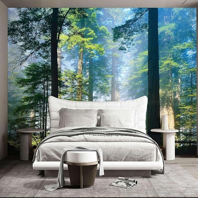 Forest Landscape Wall murals Woodland Tree Peel and Stick Wallpaper for Bedroom Living Room - 58"x86"