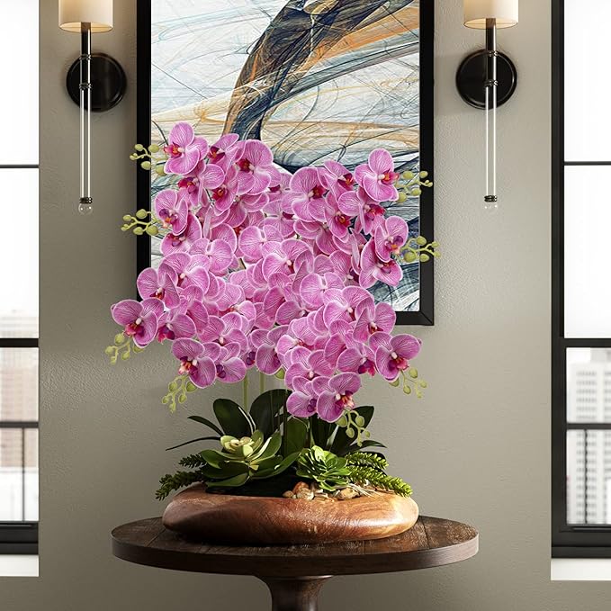 30 Inch Fuchsia Orchids Artificial Flowers Real Touch Phalaenopsis Spray Artificial Orchid Stems with 12 Flowers Fake Moth Tall Faux Flowers Arrangement for Home Decor, Party Wedding Decoration