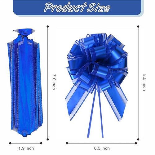10-Pack Royal Blue Pull Bows for Gift Wrapping - 6 Inch Reusable Ribbon Bows, Large Instant Floral Decor Bows for Wedding, Christmas, Birthday Decor, Gift Basket & Party Decorations