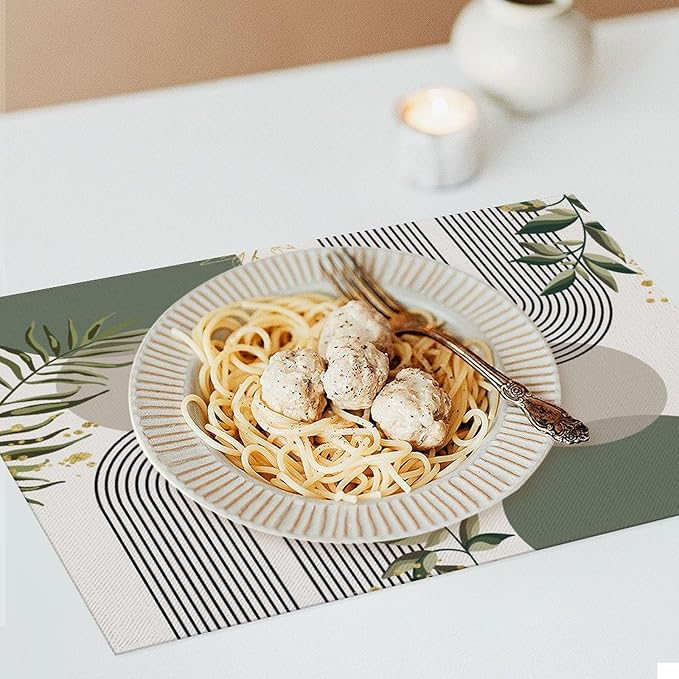 Boho Leaves Placemats Set of 4,Wildflower Summer Table Mats for Party Kitchen Dining Decoration 12x18 Inch 4 PCS, Style-12