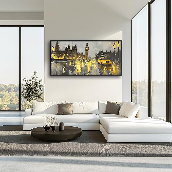 London City Large Wall Art Framed Wall Decor for Living Room, Big Ben Pictures Oversized Canvas Print Painting Modern Extra Large Framed Artwork for Bedroom Office Home Decor 60"x30"