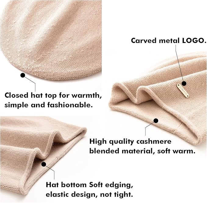 QUEENFUR Knit Slouchy Beanie Hats for Women Cashmere Ski Cap Knitted Wool Soft Warm Winter Hat