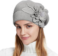 Flower Women Beret, Double Layer Thickened Winter Knitted Beanie Beret Hat, Stylish French Dress Beret Hats for Women