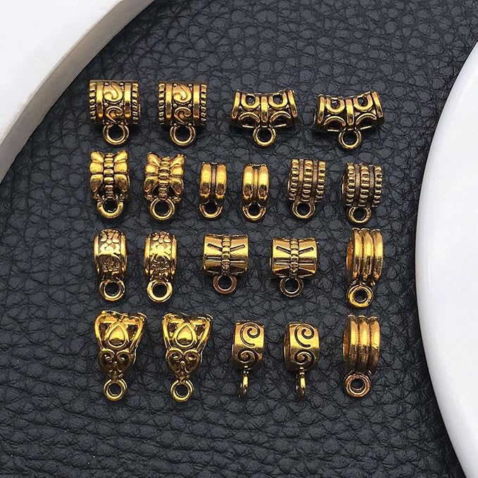 WOCRAFT 60pcs Antique Gold Bails Charms Bracelet Charms for Jewelry Making Sets DIY Necklace Bracelet Keychain Crafting Charms Kit Craft Supplies (SN852)
