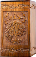 INTAJ Tree of Life Wooden Urn for Human Ashes, 20lbs Capacity, Suitable for Burial for Men, Women, Mom, Dad - Mini Rosewood Keepsake Cremation Urn for Ashes Handcrafted - Wooden Carved Box