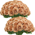 50pcs Roses Artificial Flowers Terracotta Fake Roses Flowers with Long Stems Silk Flowers for Wedding Bouquet Centerpices Decorations Party Bridal Baby Shower Home Decor