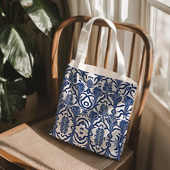 Flowers Tote Bag Gifts for Women, Canvas Aesthetic Reusable Grocery Bags Shopping Bags