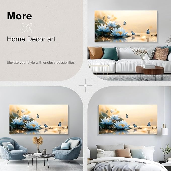 Iallbin Zen Stone Wall Art & Zen Wall Decor, sense of peace and natural beauty -for Yoga Meditation Room, Spa & Bathroom, Soft Hazy Dawn Art Deco Style, Ready to Hang, 58x29 Inches