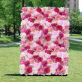 6PCs Floral Backdrop, Realistic Silk Rose Wall, 23.6 * 15.7 in Artificial Flower Wall Decor for Wedding, Home Decor (Fuchsia)