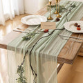 6pcs Sage Green Table Runner Cheesecloth 120 Inch 10 FT Rustic Boho Cheese Cloth Table Runner for Wedding Baby Shower Bridal Shower Sheer Gauze Centerpiece Home Decorations
