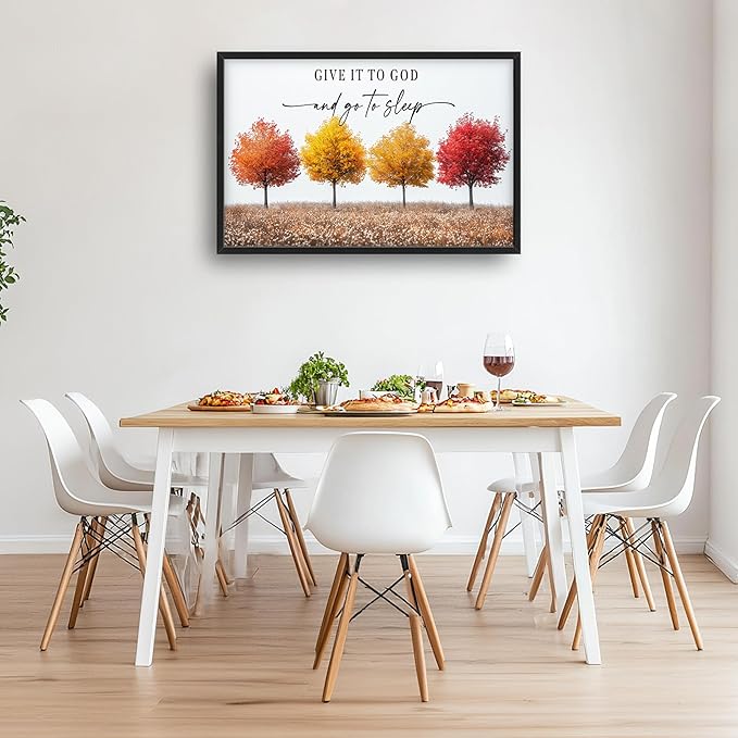 Framed Large Pictures Wall Art for Living Room, Trees Oversized Wall Decor Give It To God And Go To Sleep Canvas Print Painting Modern Extra Large Framed Artwork for Bedroom Office 36"x24"