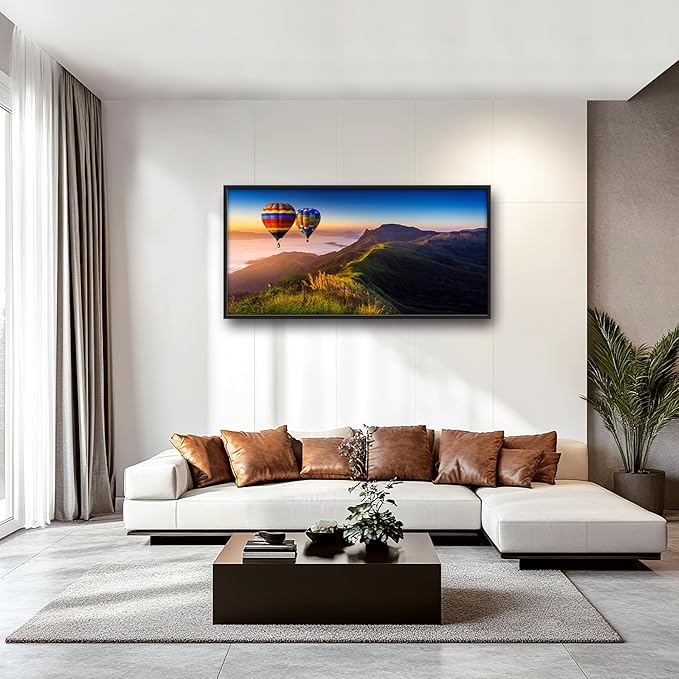 Framed Large Pictures Wall Art for Living Room, Nature Scenery Mountain Landscape Oversized Wall Decor Hot Air Balloon Canvas Print Painting Extra Large Framed Artwork for Bedroom Office 60"x30"