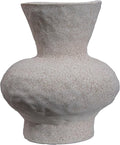 Modern Textured Ceramic Vase, Speckled Light Gray, Curved Hourglass Shape (White)
