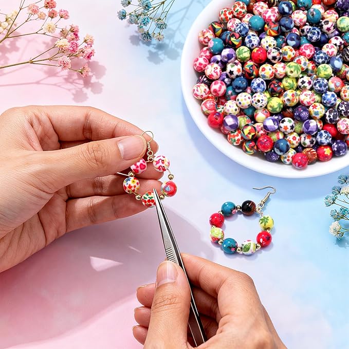100 PCS 10mm Resin Beads Bulk for Bracelet Making Kit, Colorful Round Loose Beads for Jewelry Earring Necklace Rings Art Craft DIY Projects