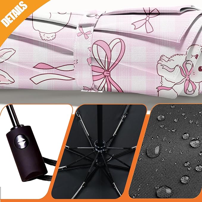 Small Compact Travel Automatic Folding Umbrella for Women, Portable Lightweight, Rain, Wind, UV Sun Shade