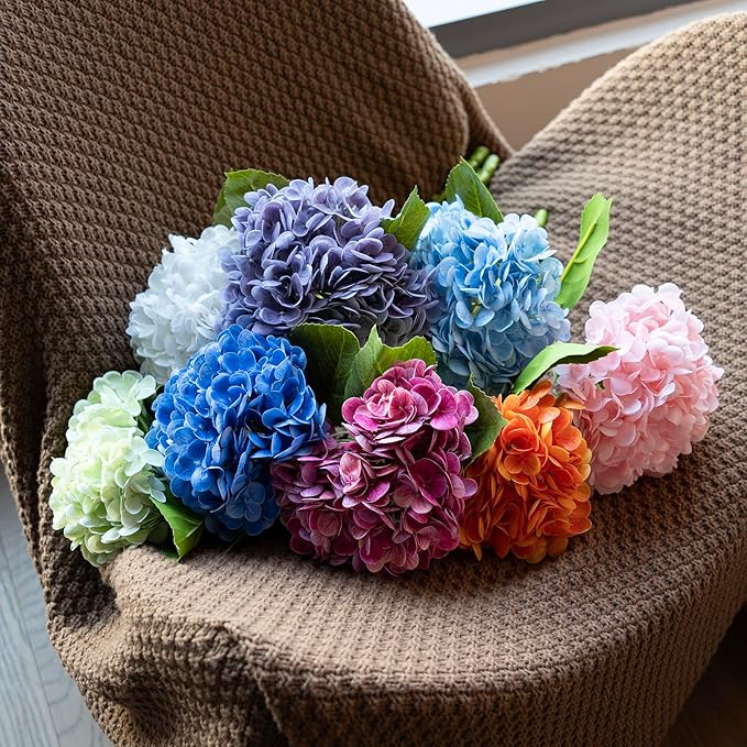 3PCS 22 inch Realistic Artificial Hydrangea Large Real Touch Flowers Artificial Flowers Dry Flowers Outdoor Wedding Christmas Office Family Party Living Room Table Decoration (Pink)