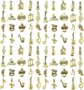 WOCRAFT 60pcs Antique Gold Music Bracelet Charms for Jewelry Making Sets DIY Necklace Bracelet Keychain Crafting Charms Kit Craft Supplies (SN894)
