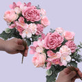 2 Pack Artificial Peony Flowers, Silk Peonies Flowers Fake Peonies Artificial Flowers Peonies Hydrangea Bouquet for Centerpiece Table Wedding Party Home Decor (2, Rose + Pink)