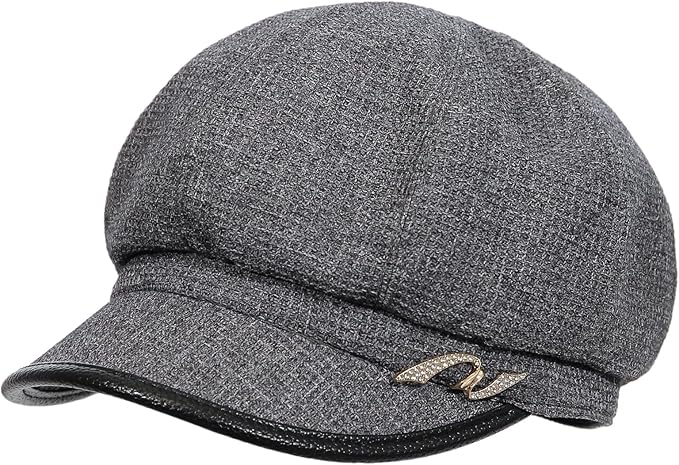 Women Retro Classic Visor Newsboy Cabbie Cap Beret Hats with Flower Buckle for Woman Ladies