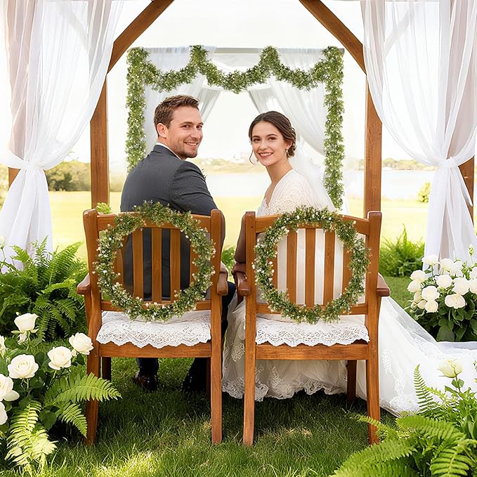 2 Pcs 5.9Ft Artificial Baby's Breath Garland Vine, 162 Branches Real Touch Faux Gypsophila Vines, White Fake Hanging Flowers for Wedding Arch, Home Decor, Baby Shower, New Year Party Decoration