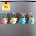 Vase Magnets for Refrigerator, Set of 4 Love Mini Ceramic Vases with Faux Flowers, Gift for Valentine's Day, Anniversary, Mother's Day, Housewarming for Her/Him/Mom