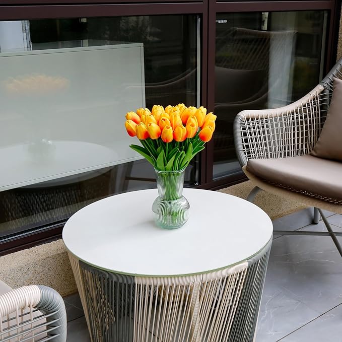36 PCS Orange Tulips Artificial Flowers 13" PU Fake Flowers for Wedding Home Decor(Orange)