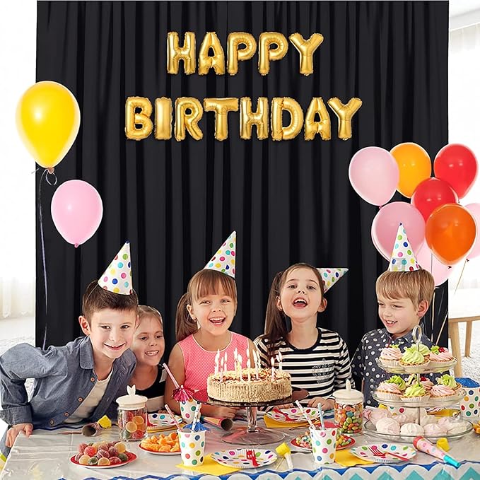 10 x 10 Feet Black A Backdrop Curtain for Partie, Background Curtains for Photoshoot, Birthday, Wedding, Halloween, Thanksgiving, Christmas, New Year Party Decorations 5Ft x 10Ft, 2 Panels
