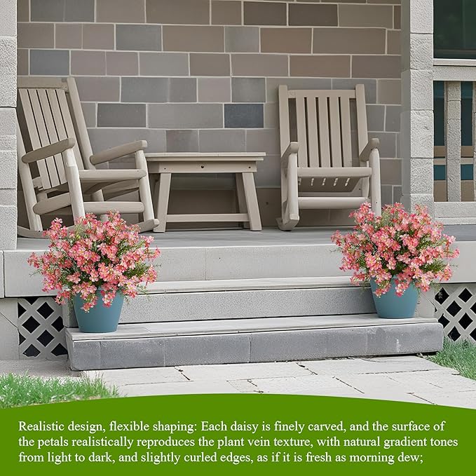 Spring Decorations for Home Fake Flowers Hydrangea Artificial Plants Indoor Mantle Decor Plastic Flowers Artificial Plants Outdoor Garden Decor Hanging Plants 6pcs（Pink） Flowers