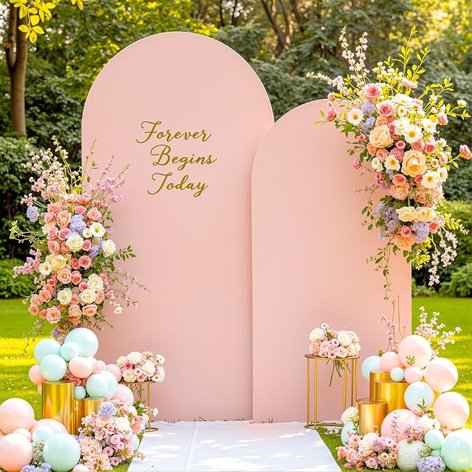 Pink Arch Backdrop Cover Set of 2 Dusty Pink Arch Cover 7.2 and 6ft Wedding Arch Cover Stretchy Backdrop Bridal Baby Shower Birthday Party Arches Stand Covers Spandex