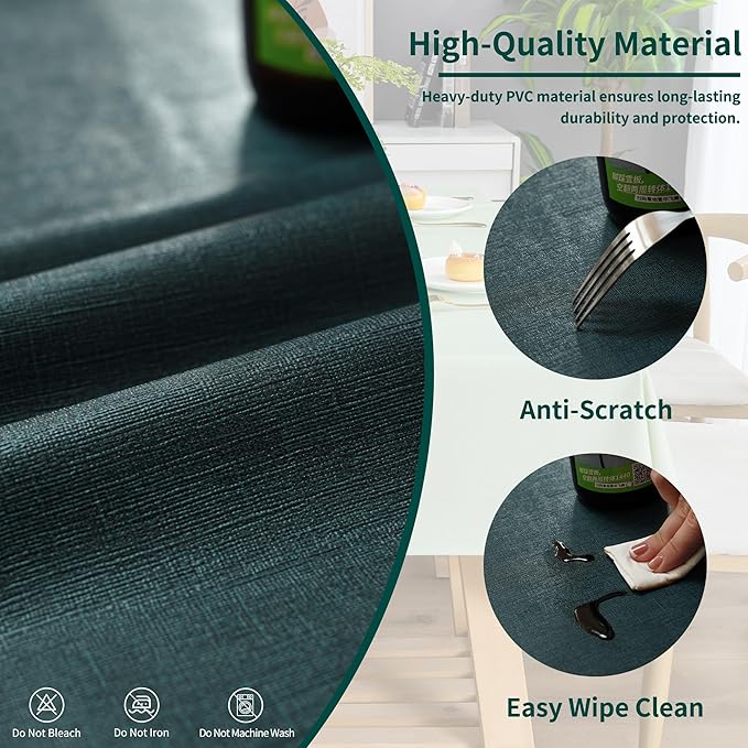 Rectangle Table Cloth,100% Waterproof Tablecloth Oil Proof Spill Proof Vinyl Table Cloth, Wipe Clean Plastic Table Cover for Dining, Camping, Indoor and Outdoor 54" x 78",Navy Blue