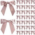 Dusty Rose Satin Ribbon Twist Tie Bows 5 Inch Pre-Tied Dusty Pink Gift Bows for Crafts, Treat Bags, Party Favors, Wedding, Baby Shower, Candy Apple, Christmas Tree (36 Pack)