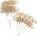 PASYOU Fake Golden Apricot Leaves Plants Artificial Gold Ginkgo Leaf Stems for Christmas Decor, Faux Plastic Sticks Picks Indoor Outdoor Home Wedding Party Event Xmas Ornaments DIY Decoration 12 Pcs