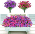Lifewit Artificial Flowers for Outdoor Indoor, 24 Bundles Plastic Fake Flowers Daisy with Eucalyptus Leaves for Home Garden Decor, Porch, Window Box(Mix for Fuchsia Purple)