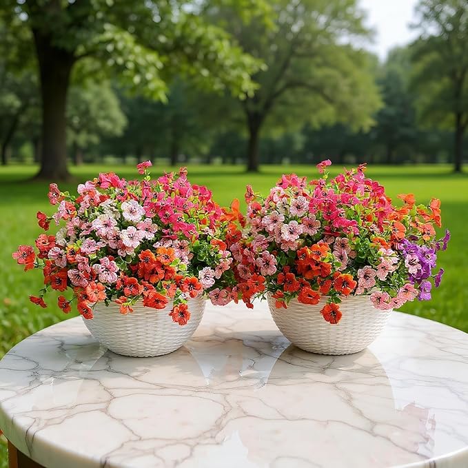 Artificial Flowers for Outdoors - UV Resistant & Fade-Resistant Fake Flowers, 10 Bundles Waterproof Faux Flowers for Garden, Yard, Patio, Wedding & Home Decor 10 Mixed Bundles