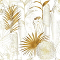 Gold/White Chrysanthemum Floral Peel and Stick Wallpaper - Tropical Palm Leaf Vintage Floral Contact Paper - Removable Wallpaper Vinyl Self Adhesive for Living Room Bedroom Shelf - 118.1"x17.71"