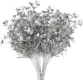 PASYOU Artificial Plants for Christmas Decor, Plastic Grass Faux Shrubs Simulation Flower Leaves Indoor Outdoor Home Garden Planter Filler Party Hotel Verandah Wedding DIY Decoration - Silver 4 Pack