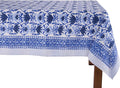 ATOSII Positano Blue 100% Cotton Square Fall Tablecloth, Handblock Floral Print Linen Table Cloth for Kitchen I Dining Table I Tabletop I Parties I Wedding I Fall Decor (60 X 60 Inches)