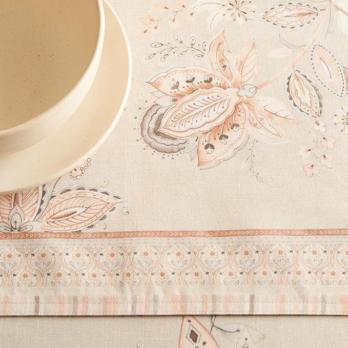 Maison d' Hermine Placemats 100% Combed Cotton Premium Set of 4 Dinner Placemat, Decorative Washable Cloth Placemat, Dining, Buffet Parties & Camping - Society Florals (13"x19")