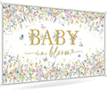 Avezano Baby in Bloom Backdrop Wildflower Baby Shower Party Decorations Watercolor Floral Baby in Bloom Banner Gold Glitter Butterfly Photography Background Cake Table Banner 70.8 x 43.3 Inch