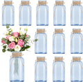 Vintage Glass Flower Vase，12 Pack Blue Farmhouse Glass Centerpiece Vases Mason Jars for Weddings, Parties & Home Decor Bulk (12, Blue)
