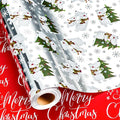 MAYPLUSS Christmas Wrapping Paper Roll - 17 Inch X 33 Feet - Silver Gift Wrapping Paper Christmas Tree Polar Bear Snowflake Reversible Red for Holiday Party New Year Kids