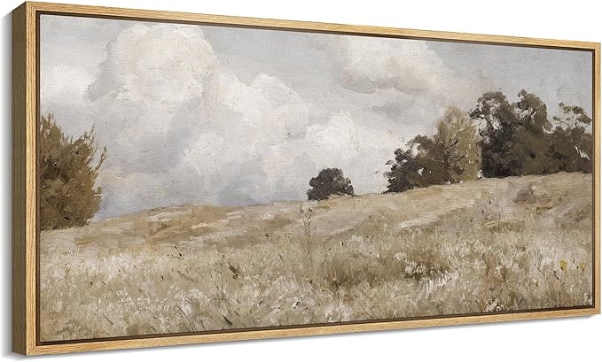SIGNFORD Extra Large Framed Canvas Print Wall Art Rustic Countryside Landscape Illustrations Modern Art Relax/Calm Warm for Living Room, Bedroom, Office - 60"x30"