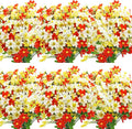 Uieke 12 Bundles Artificial Fake Flowers Outdoors UV Resistant Faux Daisy Mums Silk Flowers Bulk No Fade Shrubs Plants for Indoor Outside Home Wedding DIY Garden Porch Summer Décor (Red White)