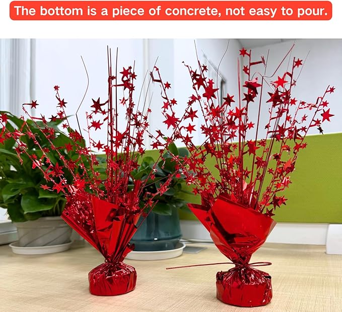 ALISSAR 4-Pack Glitter Red Star Centerpieces-Table Decorations for Home Decor Birthday Wedding Anniversary Decor (Red)