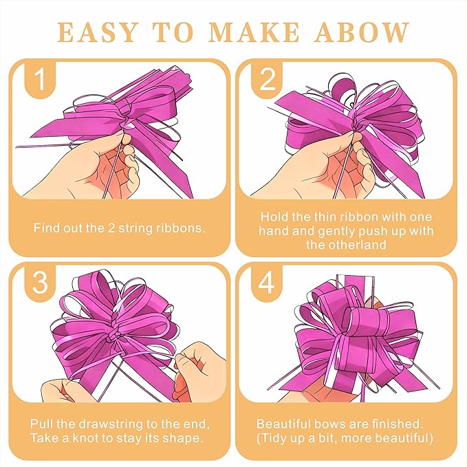 10-Pack Lavender Color Pull Bows for Gift Wrapping - 6 Inch Reusable Ribbon Bows, Large Instant Floral Decor Bows for Wedding, Christmas, Birthday Decor, Gift Basket & Party Decorations