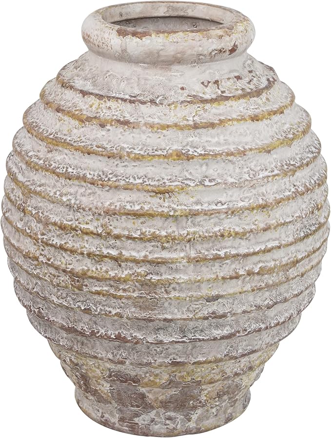 Ceramic Rustic Vase for Decor - 8.4Inch Farmhouse Vases - Decorative Vase for Home Decor, Boho, Wabi-sabi - Oatmeal Milkshake